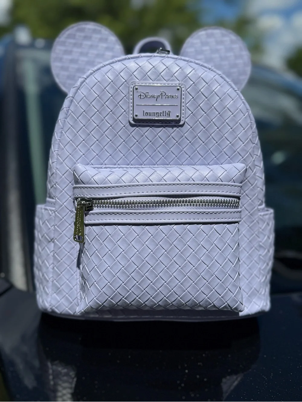 Loungefly Lavender Woven Faux Leather Mini Backpack with Ears
